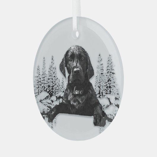 Labrador Retriever Ornament Aus Glas (Vorderseite links)