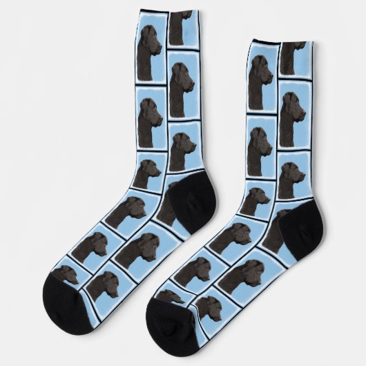 Labrador Retriever Painting Black Lab Pet Dog Art Socken (Linkes Detail)