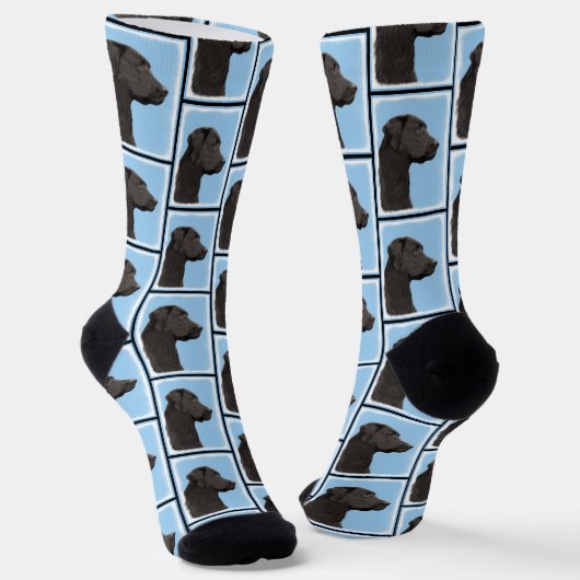 Labrador Retriever Painting Black Lab Pet Dog Art Socken (Gewinkelt)