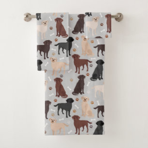 Labrador Retriever Paws and Bones Bath Handtuch Se Badhandtuch Set