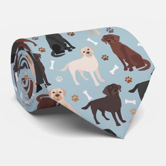 Labrador Retriever Paws and Bones Krawatte (Gerollt)