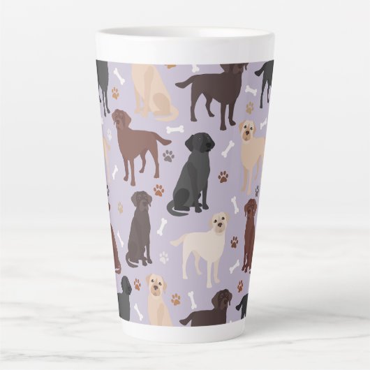 Labrador Retriever Paws and Bones Latte Tasse (Vorderseite)