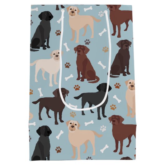 Labrador Retriever Paws and Bones Medium Gift Bag Mittlere Geschenktüte (Rückseite)