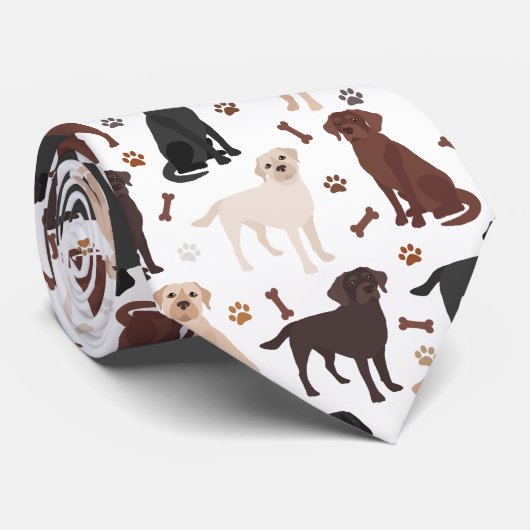 Labrador Retriever Paws and Bones Neck Tie Krawatte (Gerollt)