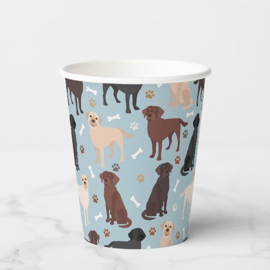 Labrador Retriever Paws and Bones Pappbecher (Rückseite)