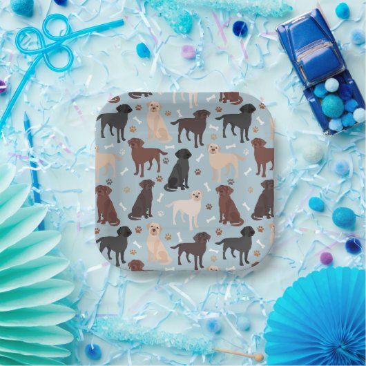 Labrador Retriever Paws and Bones Pappteller (Party)