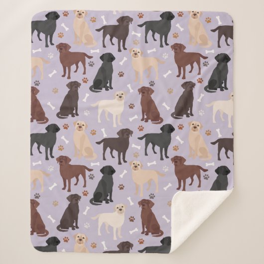 Labrador Retriever Paws and Bones Sherpa Blanket Sherpadecke (Vorderseite)