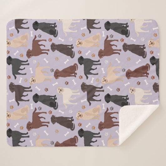Labrador Retriever Paws and Bones Sherpa Blanket Sherpadecke (Vorderseite (Horizontal))