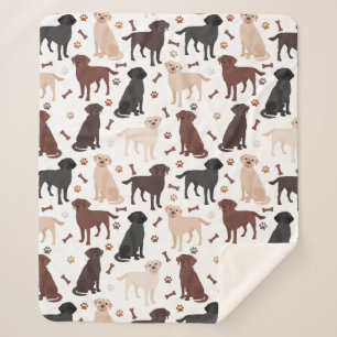 Labrador Retriever Paws and Bones Sherpa Blanket Sherpadecke