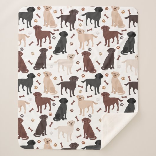Labrador Retriever Paws and Bones Sherpa Blanket Sherpadecke (Vorderseite)