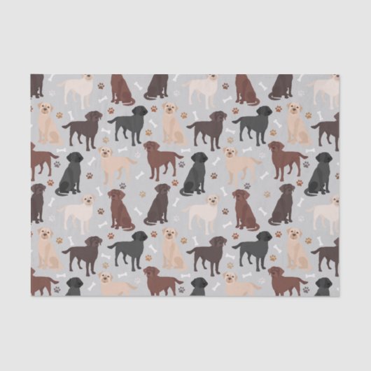 Labrador Retriever Paws and Bones Tissue Paper Seidenpapier (Vorderseite)