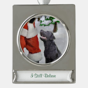 Labrador Retriever Personalisiert Weihnachten Banner-Ornament Silber