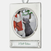 Labrador Retriever Personalisiert Weihnachten Banner-Ornament Silber (Links)