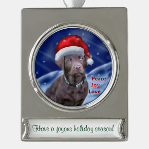 Labrador-Retriever-personalisiertes Weihnachten Banner-Ornament Silber