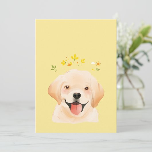 Labrador Retriever Pet Dog Illustration Portrait Dankeskarte (Stehend Vorderseite)