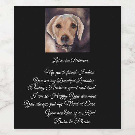 Labrador Retriever Poetry Weinetikett (Einzelnes Label)