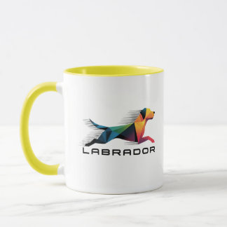 Labrador retriever poligonal en amarillo y azul tasse