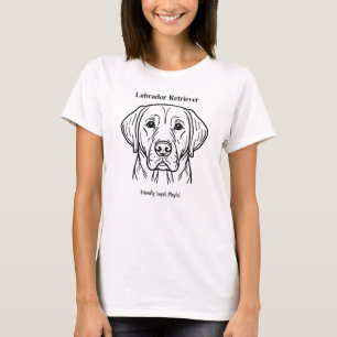 Labrador Retriever Portrait Black Line Illustratio T-Shirt