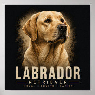 Labrador Retriever-Porträt treuer Familienhund Poster