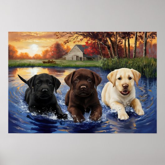 Labrador Retriever Puppies Print Poster (Vorne)