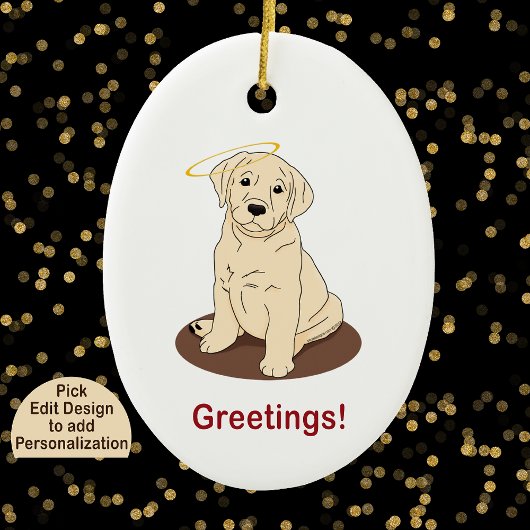 Labrador Retriever Puppy Angel Halo Keramik Ornament