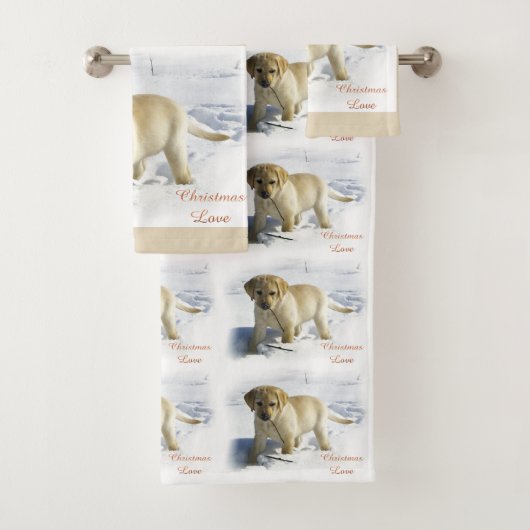 Labrador Retriever Puppy Christmas Badhandtuch Set (Insitu)