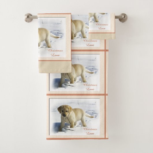 Labrador Retriever Puppy Christmas Badhandtuch Set (Insitu)