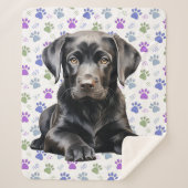 Labrador Retriever Puppy Colorful Paw Prints Hund Sherpadecke (Vorderseite)