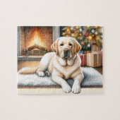 Labrador Retriever Puppy Dog Gelbe Labrador Weihna Puzzle (Horizontal)