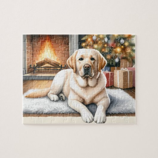 Labrador Retriever Puppy Dog Gelbe Labrador Weihna Puzzle (Horizontal)