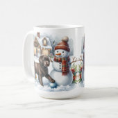 Labrador Retriever Puppy Dog Holiday Snowman Kaffeetasse (Vorderseite Links)