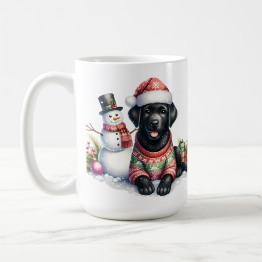 Labrador Retriever Puppy Dog Snowman Weihnachten Kaffeetasse (Links)