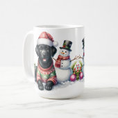 Labrador Retriever Puppy Dog & Snowman Weihnachten Kaffeetasse (Vorderseite Links)