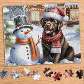 Labrador Retriever Puppy Dog Snowman Weihnachten Puzzle