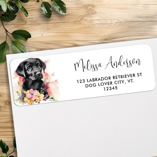 Labrador Retriever Puppy Dove Floral Rücksendeadre