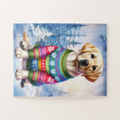 Labrador Retriever Puppy Gelbe Labrador Weihnachts Puzzle (Horizontal)