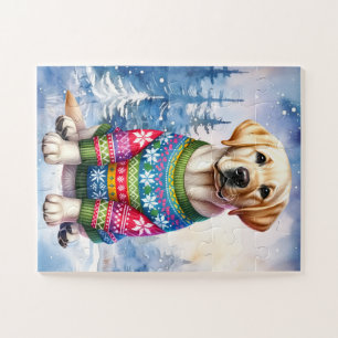 Labrador Retriever Puppy Gelbe Labrador Weihnachts Puzzle