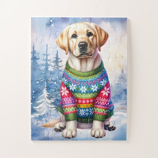 Labrador Retriever Puppy Gelbe Labrador Weihnachts Puzzle (Vertikal)