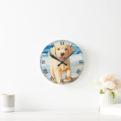 Labrador Retriever Puppy on Beach Runde Wanduhr (Zuhause)