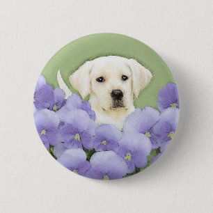 Labrador Retriever Puppy Painting Original Dog Art Button