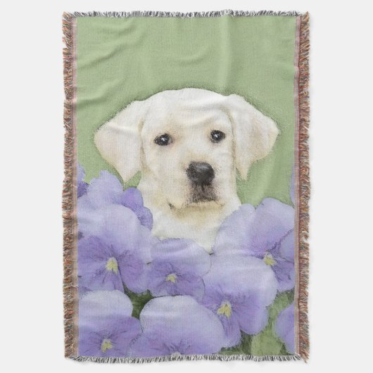 Labrador Retriever Puppy Painting Original Dog Art Decke (Vorderseite Vertikal)
