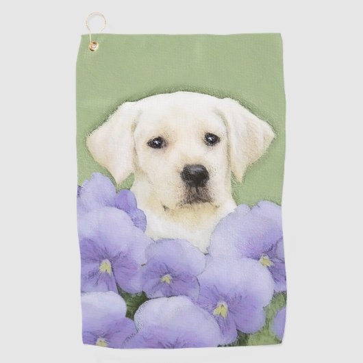 Labrador Retriever Puppy Painting Original Dog Art Golfhandtuch (Vorderseite)
