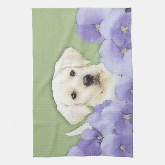Labrador Retriever Puppy Painting Original Dog Art Handtuch (Vertikal)