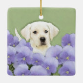 Labrador Retriever Puppy Painting Original Dog Art Keramikornament (Rückseite)