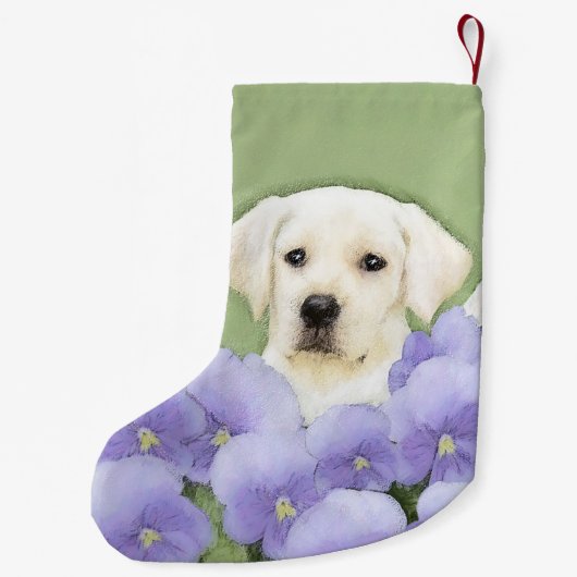 Labrador Retriever Puppy Painting Original Dog Art Kleiner Weihnachtsstrumpf (Rückseite)