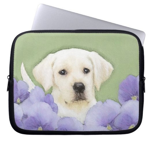 Labrador Retriever Puppy Painting Original Dog Art Laptopschutzhülle (Vorderseite)