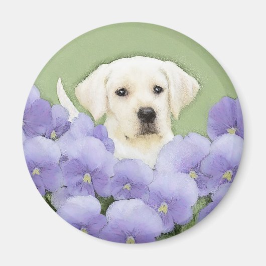 Labrador Retriever Puppy Painting Original Dog Art Magnet (Vorne)