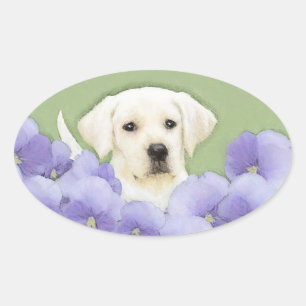 Labrador Retriever Puppy Painting Original Dog Art Ovaler Aufkleber