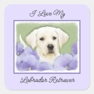 Labrador Retriever Puppy Painting Original Dog Art Quadratischer Aufkleber