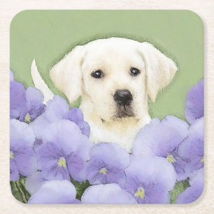 Labrador Retriever Puppy Painting Original Dog Art Rechteckiger Pappuntersetzer